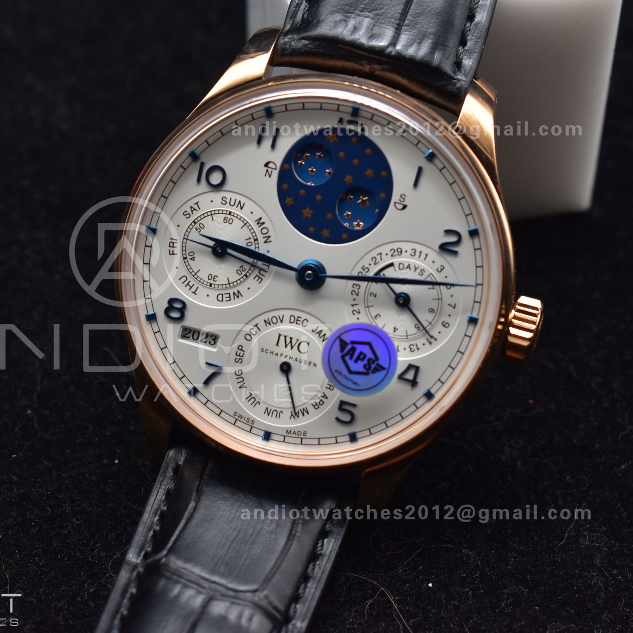 Portugieser Perpetual Calendar RG 5033 APSF 1:1 Best Edition White Dial on Black Leather Strap A52610 Clone